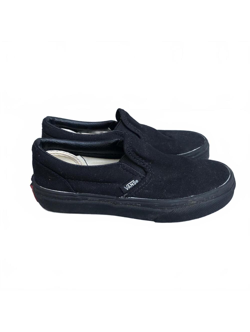 Vans Classic Slip-On Black Canvas Skate Shoes Size 13 Kids Youth